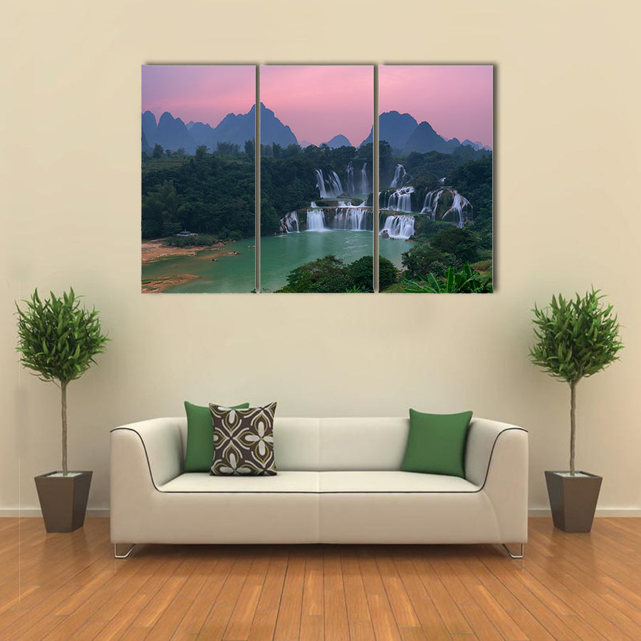 Detian Waterfall at sunset in Guangxi, China Multi panel canvas wall art