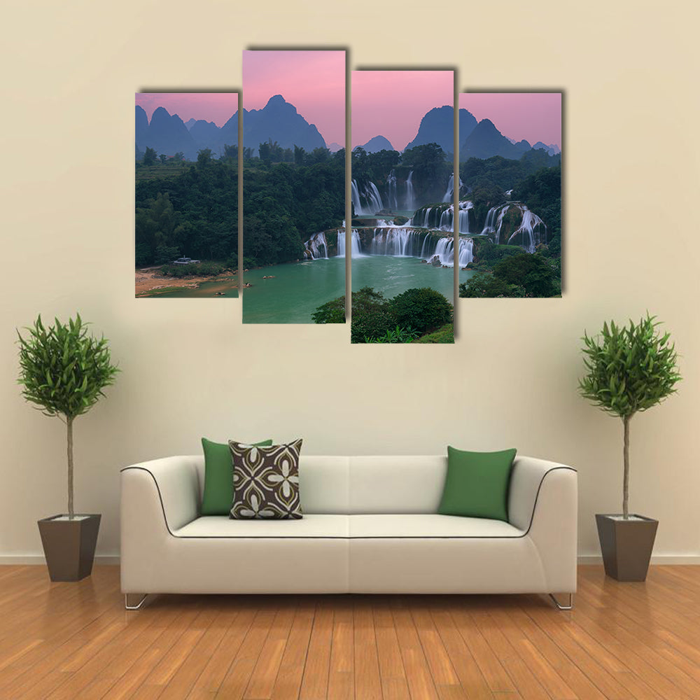 Detian Waterfall at sunset in Guangxi, China Multi panel canvas wall art