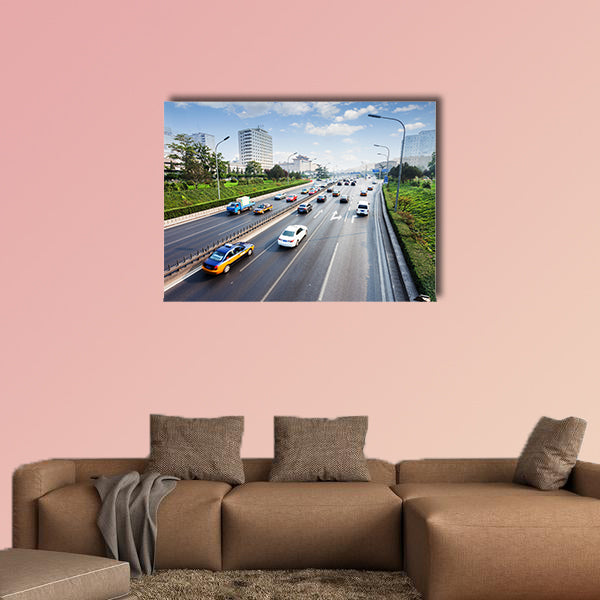 Civil traffic in city multi panel canvas wall art