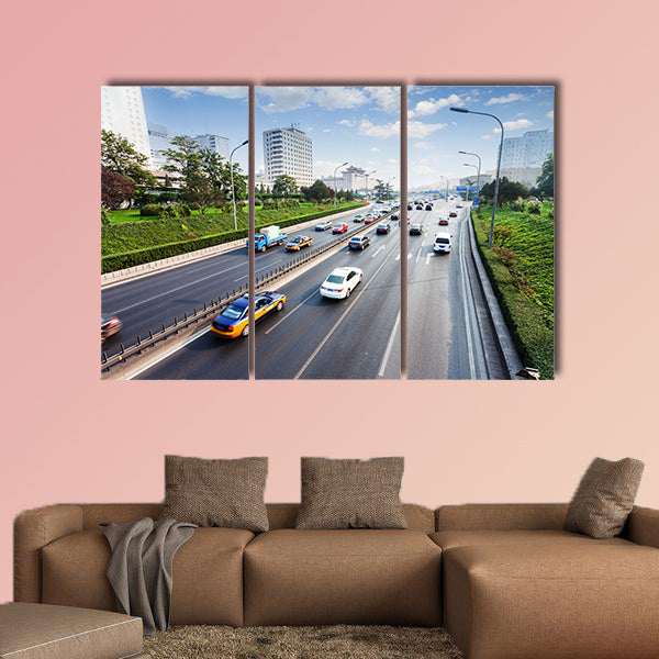 Civil traffic in city multi panel canvas wall art