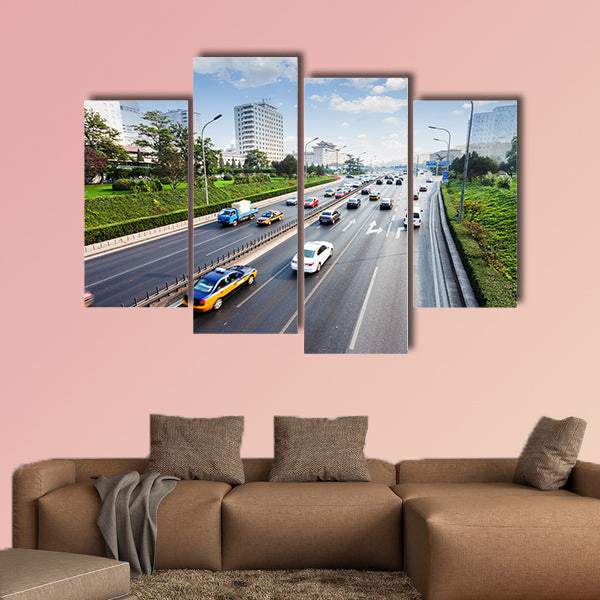 Civil traffic in city multi panel canvas wall art