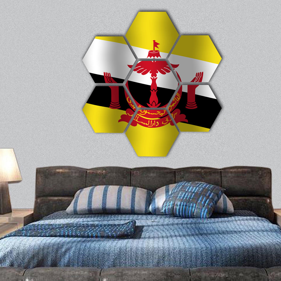 Brunei Flag hexagonal canvas wall art