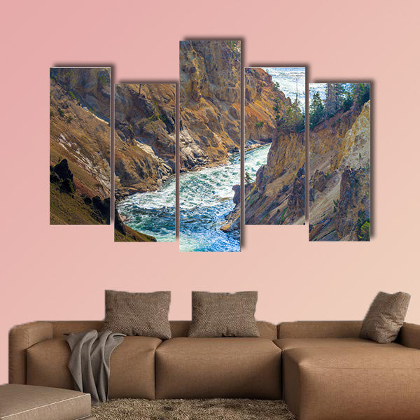 The Grand Canyon of the Yellowstone National Park, Wyoming multi panel canvas wall art