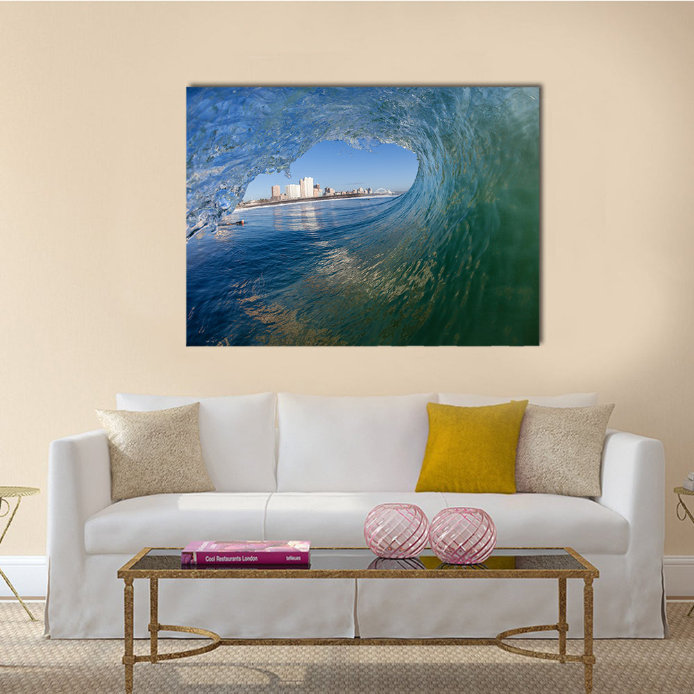 The Surfers tube surfing wave view of Durban s surf city, Multi Panel Canvas Wall Art