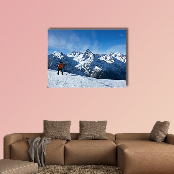 Winter sport snowboarding in snow mountain Multi panel canvas wall art