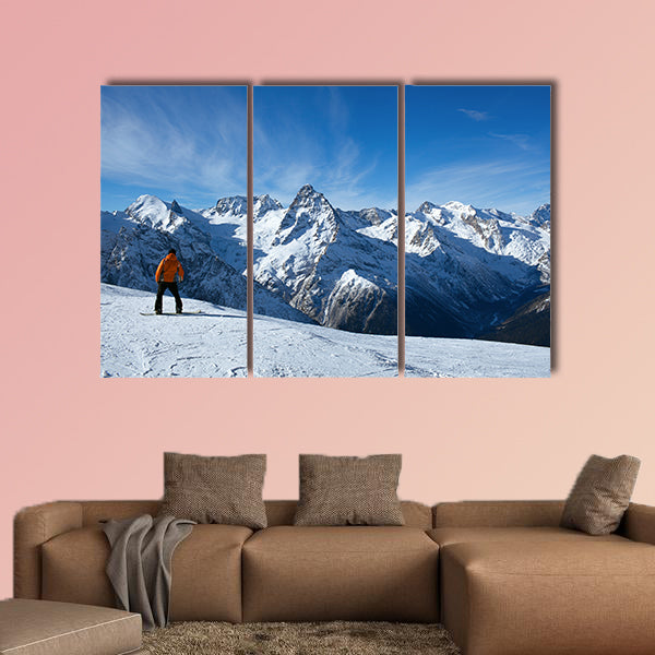 Winter sport snowboarding in snow mountain Multi panel canvas wall art