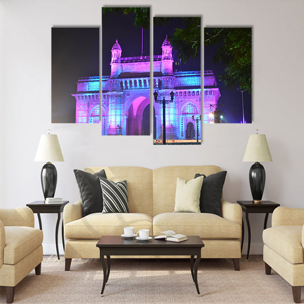 Illuminated Gateway of India in Mumbai at night Multi Panel Canvas Wall Art