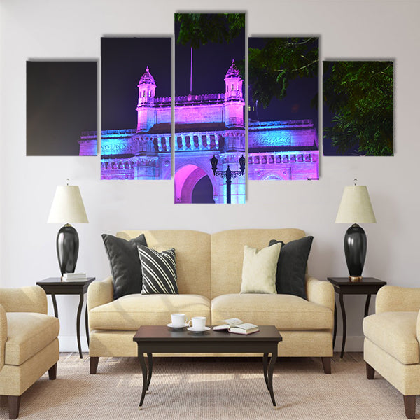 Illuminated Gateway of India in Mumbai at night Multi Panel Canvas Wall Art