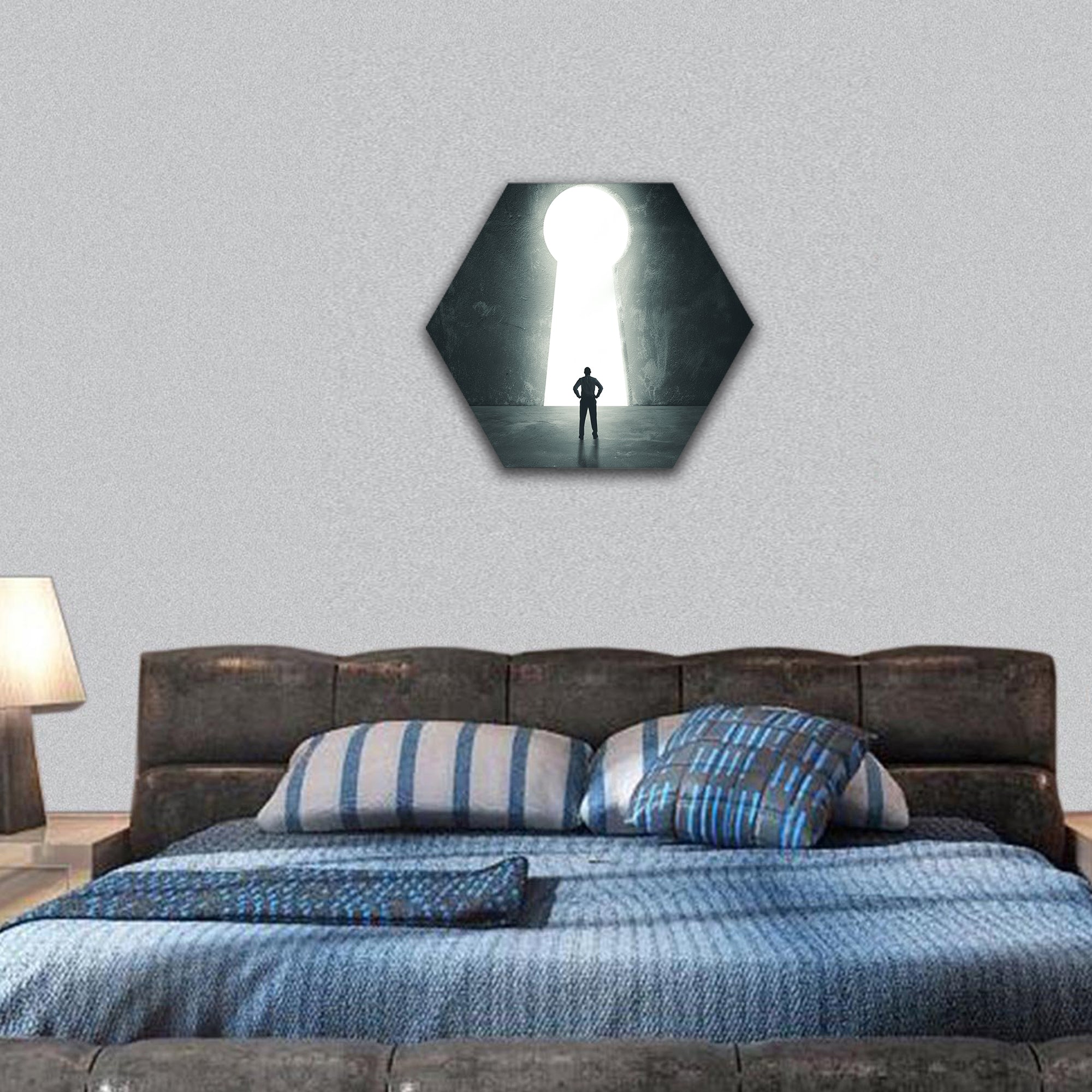 Concept of success with businessman hexagonal canvas wall art