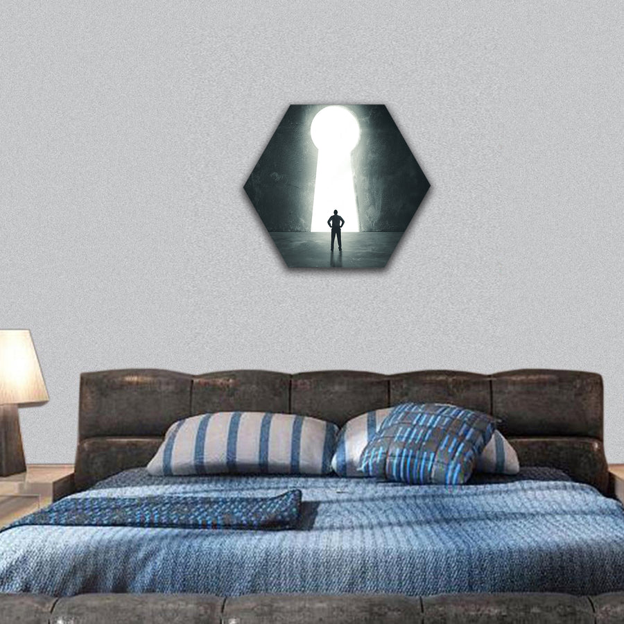 Concept of success with businessman hexagonal canvas wall art