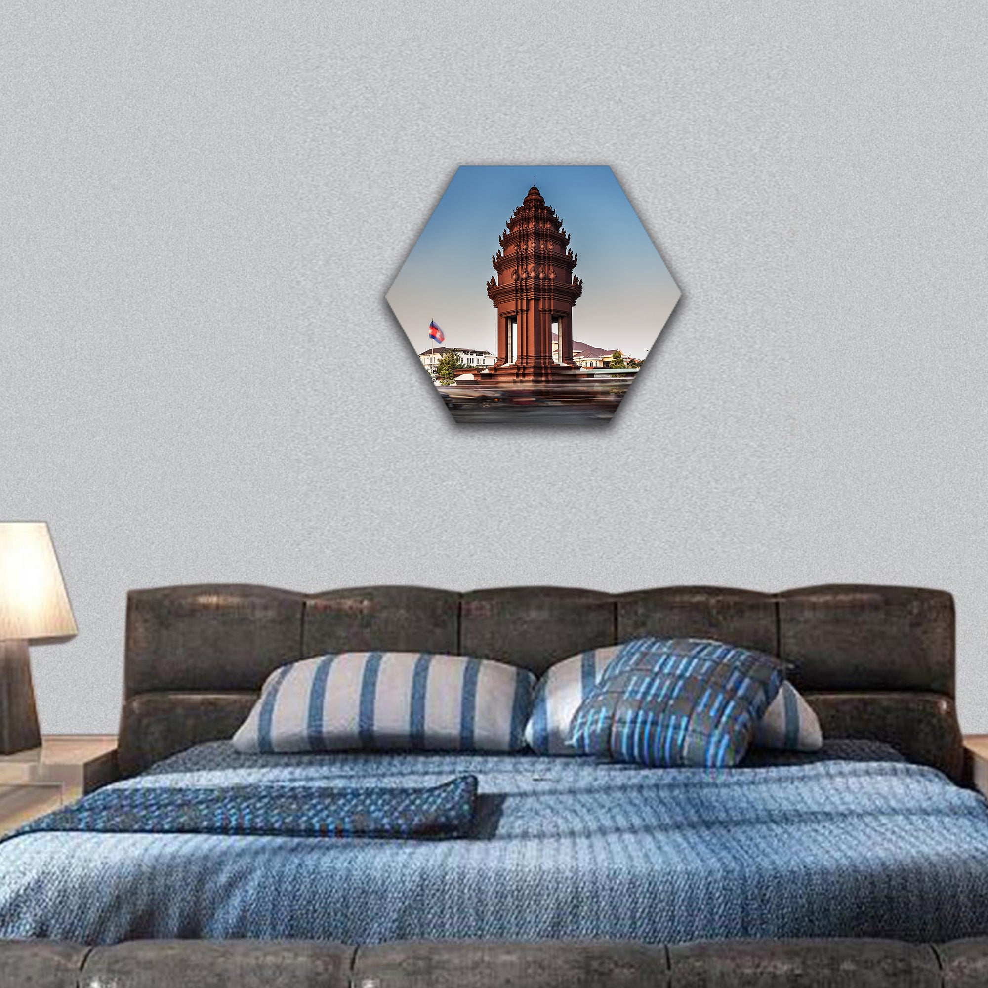 Independence Monument, Phnom Penh hexagonal canvas wall art
