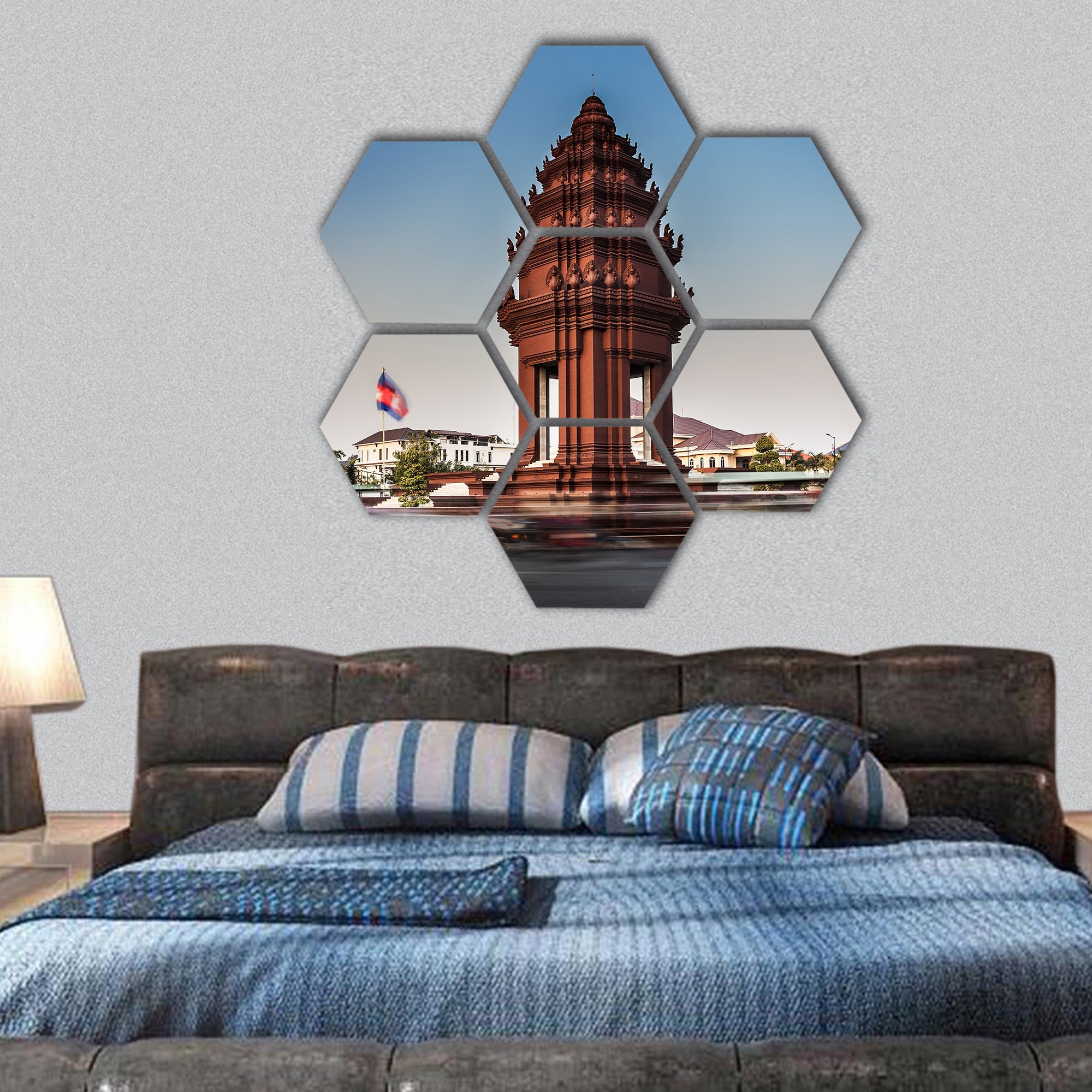 Independence Monument, Phnom Penh hexagonal canvas wall art