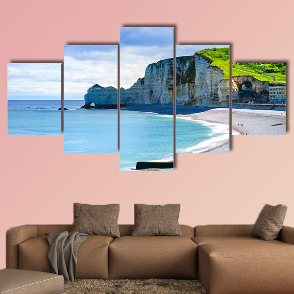  Etretat cliff and church landmark and its beach on mornin wall art