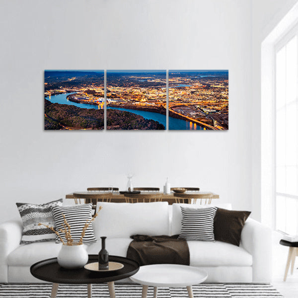 Chattanooga downtown as seen from Lookout Mountain panoramic canvas wall art