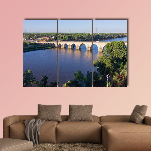 Long bridge over Blue River multi panel canvas wall art