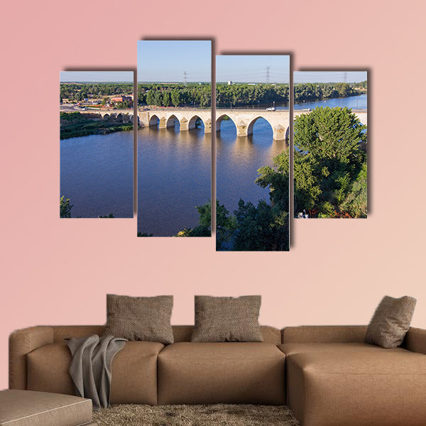 Long bridge over Blue River multi panel canvas wall art