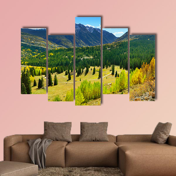 Colorful mountains of Colorado during foliage season multi panel canvas wall art