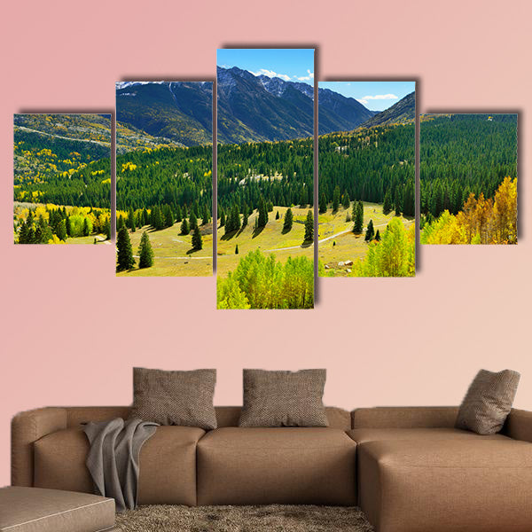 Colorful mountains of Colorado during foliage season multi panel canvas wall art