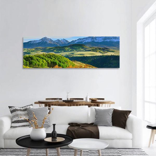 Colourful mountains of Colorado during foliage season Panoramic Canvas Wall Art