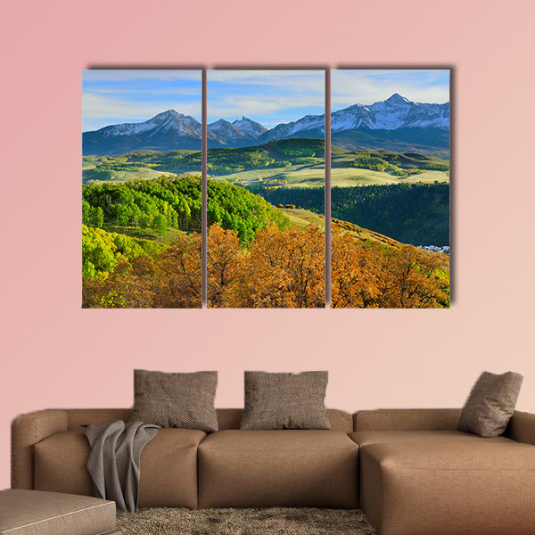  Colorful mountains of Colorado during foliage season multi panel canvas wall art