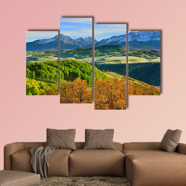  Colorful mountains of Colorado during foliage season multi panel canvas wall art