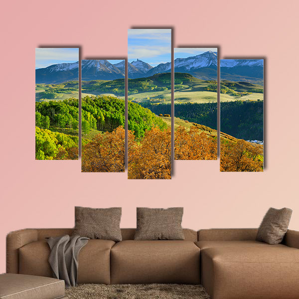  Colorful mountains of Colorado during foliage season multi panel canvas wall art