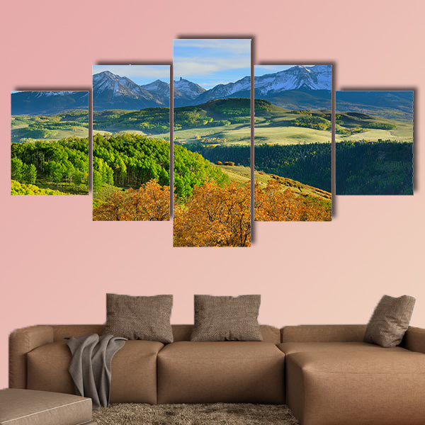  Colorful mountains of Colorado during foliage season multi panel canvas wall art