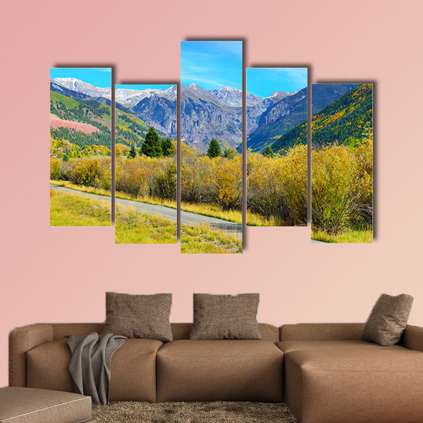 Colorful mountains of Colorado during foliage season multi panel canvas wall art