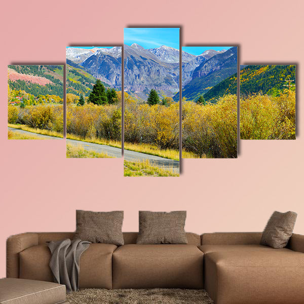 Colorful mountains of Colorado during foliage season multi panel canvas wall art