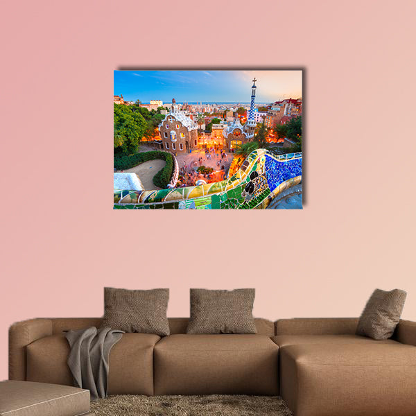  Park Guell in Barcelona, Spain multi panel canvas wall art