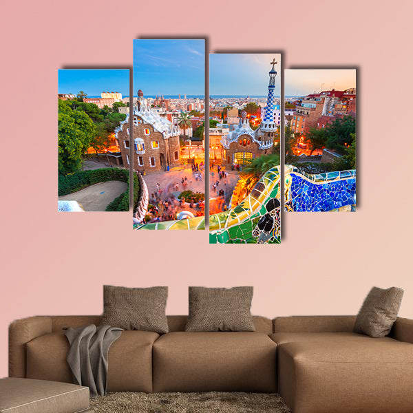  Park Guell in Barcelona, Spain multi panel canvas wall art