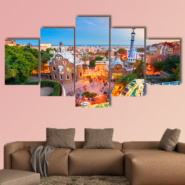  Park Guell in Barcelona, Spain multi panel canvas wall art