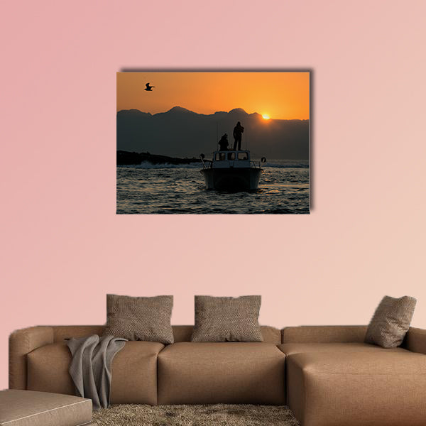 Boating at sunset in Atlantic ocean, South Africa Multi panel canvas wall art