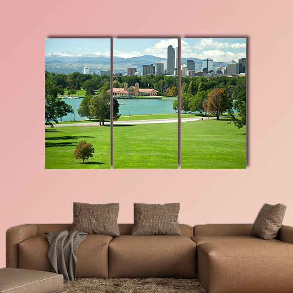 View on Denver skylight in fall multi panel canvas wall art