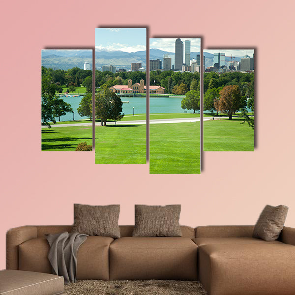 View on Denver skylight in fall multi panel canvas wall art