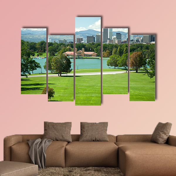 View on Denver skylight in fall multi panel canvas wall art
