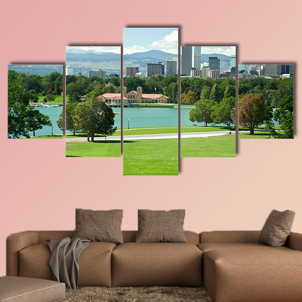 View on Denver skylight in fall multi panel canvas wall art
