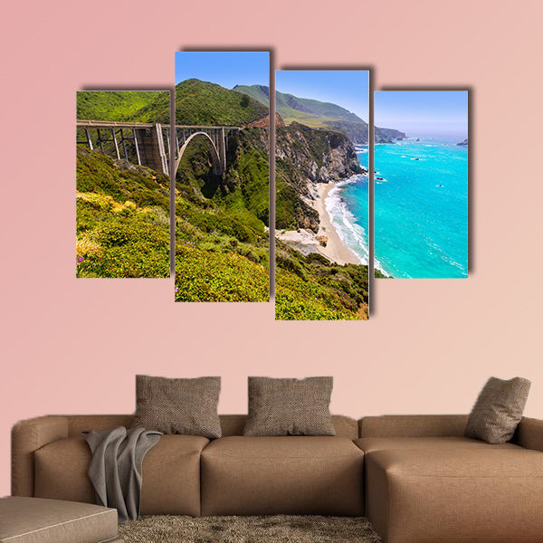 California Bixby Bridge in Big Sur in Monterey County multi panel canvas wall art