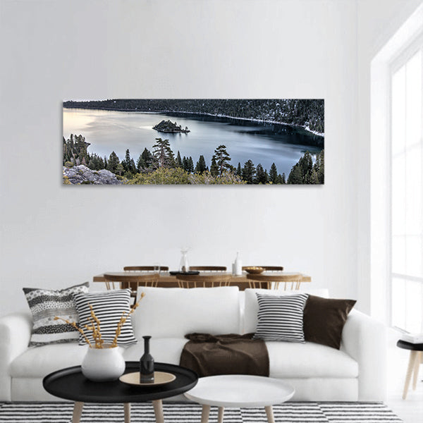Sunset on Emerald bay, Tahoe lake, USA Panoramic Canvas Wall Art