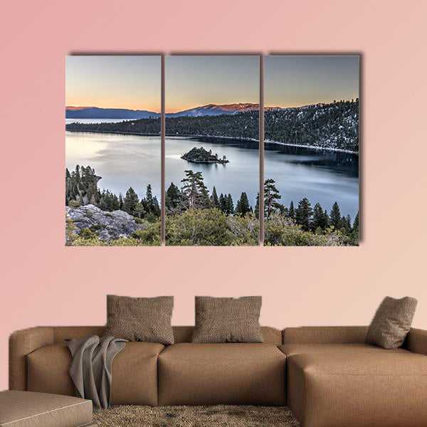 Sunset on Emerald bay, Tahoe Lake, USA Multi panel canvas wall art