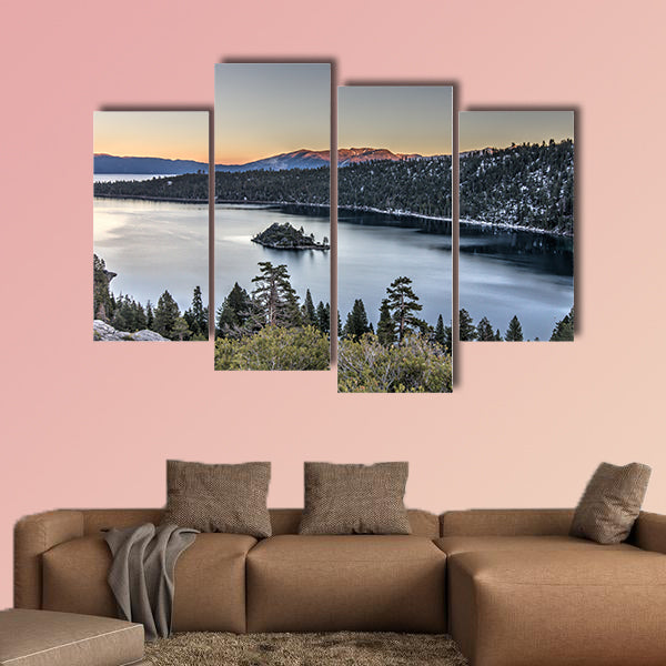 Sunset on Emerald bay, Tahoe Lake, USA Multi panel canvas wall art
