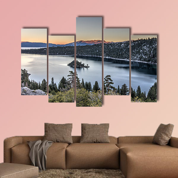 Sunset on Emerald bay, Tahoe Lake, USA Multi panel canvas wall art