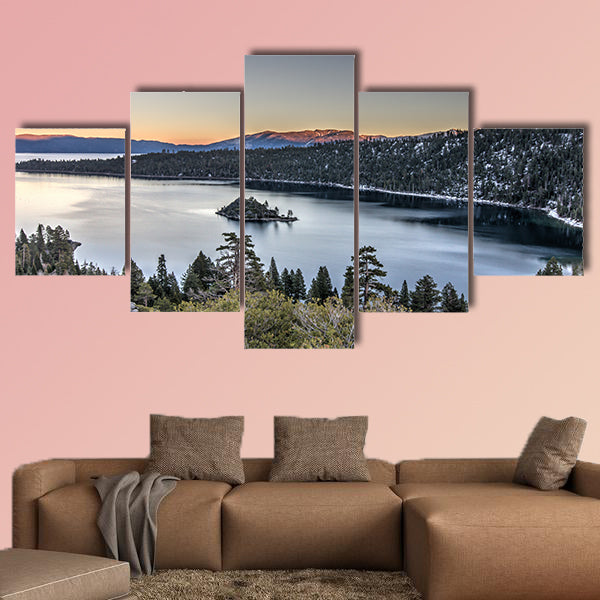 Sunset on Emerald bay, Tahoe Lake, USA Multi panel canvas wall art