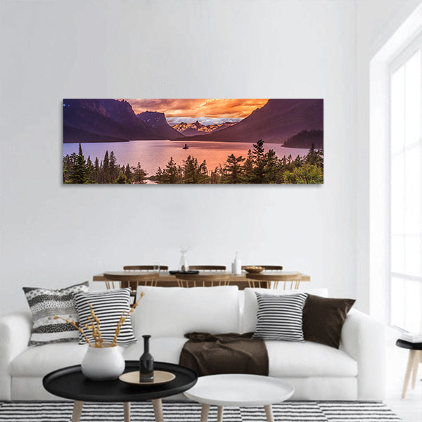 Mary Lake Panoramic Canvas Wall Art