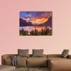 Beautiful sunset at St Mary Lake in Glacier national park wall art