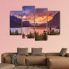 Beautiful sunset at St Mary Lake in Glacier national park wall art