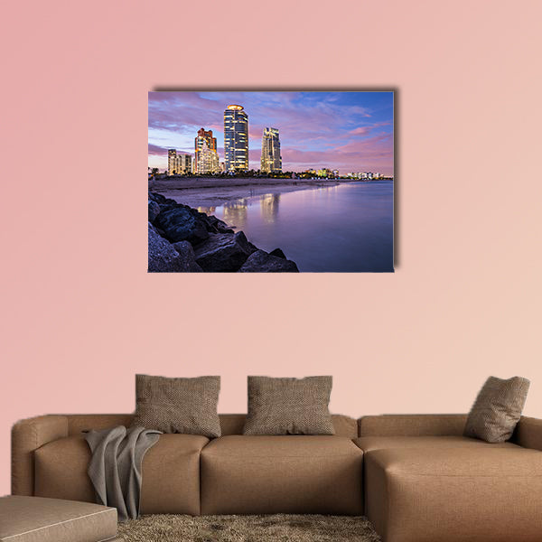 Miami, Florida at South Beach Multi panel canvas wall art