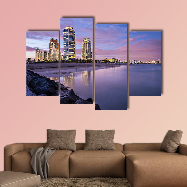 Miami, Florida at South Beach Multi panel canvas wall art