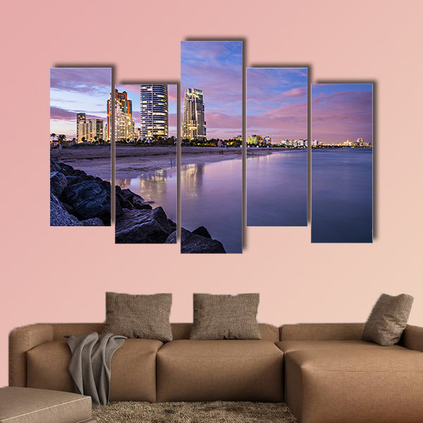 Miami, Florida at South Beach Multi panel canvas wall art