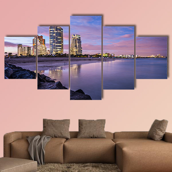 Miami, Florida at South Beach Multi panel canvas wall art